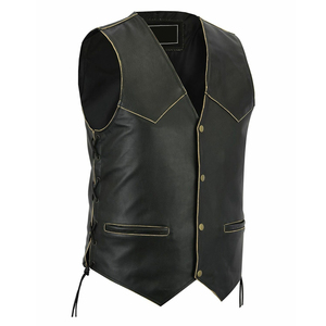 Factory Made Premium Leather Vest for Men Comfortable Stylish Sleeveless Style Competitive Price Men Leather Vest for Daily Wear - Product Image 3