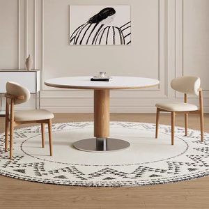 Mesa de Comedor de Madera Rústica Moderna para <span class=keywords><strong>Restaurante</strong></span> con Tapa de Piedra Sinterizada, Estructura de Madera Sólida, Diseño Compacto para Apartamentos Pequeños - Product Image 2