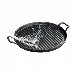 Sartén Redonda de Hierro Fundido, Sartén Acanalada Reversible con <span class=keywords><strong>Doble</strong></span> Asa, Utensilios de Cocina <span class=keywords><strong>para</strong></span> Exteriores, Estufa Eléctrica de Gas - Product Image 4