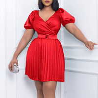 Nouvelle Robe Plissée Élégante pour Femme, Col en V, Taille Cintrée, Style Européen et Américain, Idéale pour l'Été et le Commerce Transfrontalier