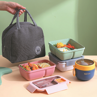 Boîte à lunch en plastique de 850 ml, compatible micro-ondes, et tasse à soupe de 600 ml avec sac, ensemble de pique-nique de voyage