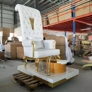 Silla de masaje de pies de fibra de vidrio para manicura, asiento de spa de alta gama de estilo europeo retro, Reina, espalda alta, ZY-PC002A lavabo - Product Image 3