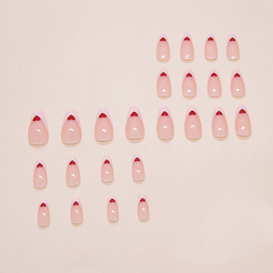 24 <span class=keywords><strong>faux</strong></span> ongles en acrylique de haute qualité avec colle, motif cœur <span class=keywords><strong>rouge</strong></span> <span class=keywords><strong>et</strong></span> style français <span class=keywords><strong>blanc</strong></span>, pour doigts - Product Image 3