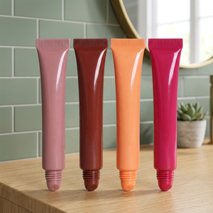 Tube de baume à lèvres rose personnalisé, tube de luxe à presser, 10-30 ml, tubes à lèvres en plastique à presser, conteneur vide avec bouchon à vis - Product Image 6