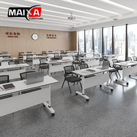 Ensemble Chaise et Table d'Étude Pliables Écologiques Modernes pour Étudiants, Plateau en Bois MDF, Roues Doubles, Mobile et Multifonctionnel pour l'École