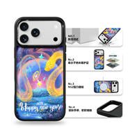 Coque de téléphone AG Feeling Black Edge avec motif serpent doré pour iPhone 17, 17 Pro Max, 16 Pro, 15, 15 Pro Max, 15 Pro, 14 Pro Max – Coque magnétique
