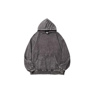 450G High Quality 100% Cotton Acid Washed Custom Hoodie High Street Series Washing Old Sweater Stone Washed Vintage Hoodie - Product Image 2