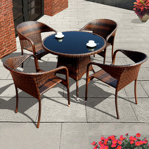 सभी मौसम का उपयोग पी रतन टेबल और कुर्सियों फर्नीचर आउटडोर फर्नीचर उद्यान सेट - Product Image 4