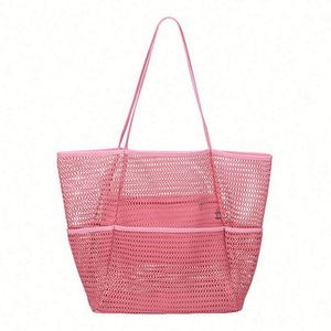 Bolsa de Playa de Malla con Múltiples Bolsillos, Moderna y Portátil para Mujer, Ideal para Viajes y Natación - Product Image 1