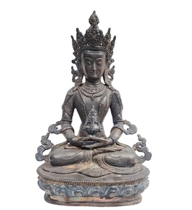 Statue artisanale d'art en laiton indien, Figurine Amitabha bouddha, népal, Art bouddhisme religieux, collection - Product Image 1