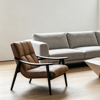 Fauteuil moderne en cuir PU, structure en bois massif italien, assise en mousse haute résilience, pour extérieur, salon, appartement, hôtel, chaise de loisirs