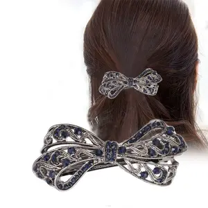 Wholesale Custom Retro Elegant Hair Clip Hairpin Fashion Crystal Butterfly Alloy Hair Clip Hairgrip For Women Hair Accessories