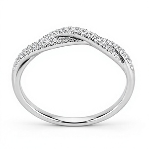 Anillo de eternidad de plata 925 con diamantes para mujer, chapado en rodio, engaste pavé, corte brillante redondo, estilo clásico de boda - Product Image 1