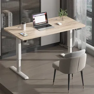 Fornitori tavolo motorizzato con venature del legno di noce tavolo da lavoro elettrico per sedersi in piedi tavolo regolabile in altezza tavolo da lavoro per laptop regolabile