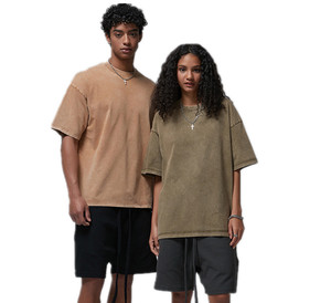 Camiseta Oversize Vintage de Algodón 100% Tejido Liso para Hombre, 250G de Alto Gramaje, con Logotipo 3D Personalizado y Efecto Lavado, Venta al por Mayor - Product Image 1