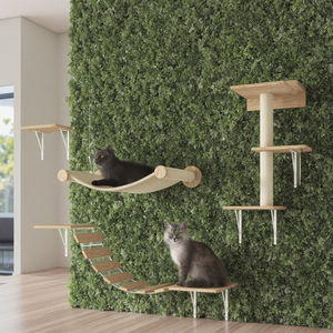 Madera maciza moderna ecológica gato escalada marco montado en la pared gato casa ahorro de espacio sisal cuerda interior al aire libre rascador cartón - Product Image 1