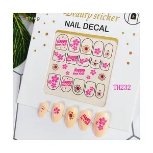punte del chiodo vicino Suppliers-Wholesale Nail Sticker Nail Tips Decoration Decal Stickers Red flower Custom store money nail decal