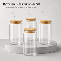 Gobelets en verre en forme de canette de 16 oz et 18 oz, résistants à la chaleur, sans BPA, design moderne, pour la bière et le café glacé, avec paille – Vente en gros