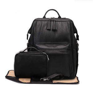 5 pezzi Set borsa zaino per pannolini in pelle PU di lusso produttore basso MOQ borse per pannolini per bambini di grande capacità borsa OPP pianura vita quotidiana - Product Image 6