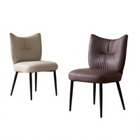 Chaise de salle à manger moderne minimaliste en métal avec revêtement en cuir PU pour la maison, le bureau ou l'hôtel, idéale pour la salle de bain