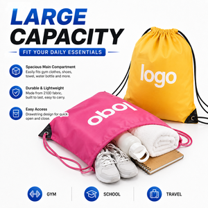 Bolsas de Compra Ecológicas, <span class=keywords><strong>Bolsa</strong></span> con Cordón de Nailon Impermeable, Mochila con Logotipo Personalizado, <span class=keywords><strong>Bolsa</strong></span> Deportiva con Cordón y Logotipo - Product Image 4