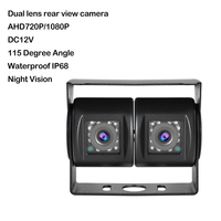 Cámara de Visión Trasera AHD 1080P de Doble Lente 230 °   Cámara para Vehículos con Conector M12, Super Gran Angular, Impermeable IP68, para Camiones y Remolques