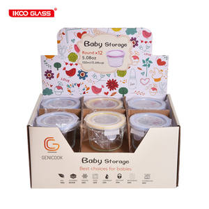 BPA Free Round Glass Baby Food Storage Containers -Set contains 3 Small Reusable 5.08oz Jars with Lid