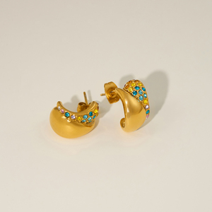 Nuovi orecchini VINTAGE a forma di fungo ghiacciato con zircone minuscolo Dazan NEW INS Trendy 18k Pvd in oro placcato oro in acciaio inossidabile gioielli di scena per attori - Product Image 1