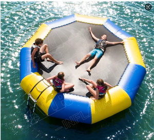 Trampolín flotante inflable de 6,5 pies, gorila redonda de agua con escalera de 3 escalones para piscina, lago, deportes acuáticos, equipo de parque - Product Image 4