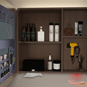 ตู้ห้องน้ำติดผนังแบบเรียบง่าย ดีไซน์จีน พร้อมไฟ LED <span class=keywords><strong>กระจก</strong></span>เงา PVC ไม้อัด สำหรับบ้านและโรงแรม - Product Image 2