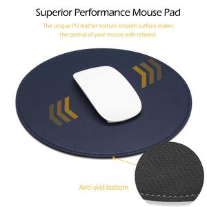 Cao cấp dễ thương Vòng chuột Pad Mat không thấm nước PU da 8.66-inch Mousepad với chống trượt cơ sở khâu cạnh màu xanh - Product Image 4