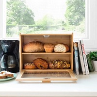 Boîte de rangement double couche personnalisable en contreplaqué de bambou, faite à la main, pour gâteaux et pains, idéale pour cadeaux et artisanat, origine Shandong, marque CNGLEE, modèle [modèle].