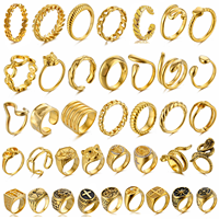 Nouvelles bagues signet personnalisées étanches, plaquées or 18 carats, brillantes, plus de 60 styles, ajustables, motif serpent, bijoux de mode pour phalanges