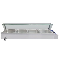 Présentoir de nourriture chaude de Restaurant vitrine de Buffet de cantine Bain Marie avec couvercle de protection en verre équipement de restauration commerciale