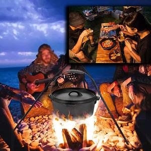 Nhiệm vụ nặng nề không dính 7 mảnh gang chậu và chảo Hà Lan lò cắm trại <span class=keywords><strong>Cookware</strong></span> Set cho ngoài trời BBQ nấu ăn - Product Image 4