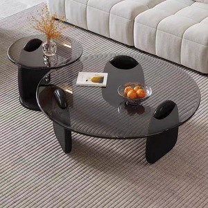 Cina fabbrica a buon mercato di colore naturale moderno salotto <span class=keywords><strong>tavolino</strong></span> in <span class=keywords><strong>vetro</strong></span> mobili <span class=keywords><strong>tavolino</strong></span> da caffè rotondo - Product Image 3