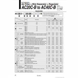 การรวมกันของลม AC40C-04E-S-B ชิ้นส่วนนิวเมติก SMC - Product Image 1