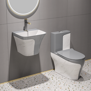 Estilo moderno Fácil de Limpar Vidros Parede Pendurado Bacia e Matte Cinza Cor Bowl Cerâmica Water Closet Wc WC Set - Product Image 1