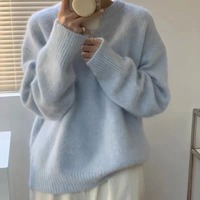 Pull-over en tricot lavable et doux à col ras du cou 100% 2 plis en cachemire 100% laine pour femmes Damen