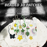 Patchs 3D en PVC et feutre non tissé, faits main, à motifs de vie marine et de fruits perlés, pour la décoration de vêtements