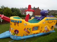 Bateau pirate géant gonflable Installations d'amusement multifonctionnelles, Galion pirate Multi activité, bateau pirate gonflable
