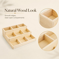 Boîte de rangement à bijoux en bois avec plateau à bijoux en bois à 9 compartiments pour boucles d'oreilles, plateau de présentation de bijoux en bois