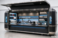 Kiosque de réparation de téléphones portables |   Kiosque alimentaire mobile personnalisé, remorque de réparation de téléphones portables avec poste de travail climatisé