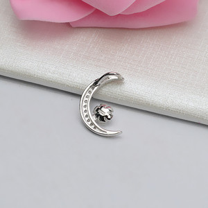 Pendentif petite lune en argent S925, accessoires de bijoux en perles DIY, tendance, 642, pendentif pour serre-tête féminin, plateau vide, composants de bijoux - Product Image 4
