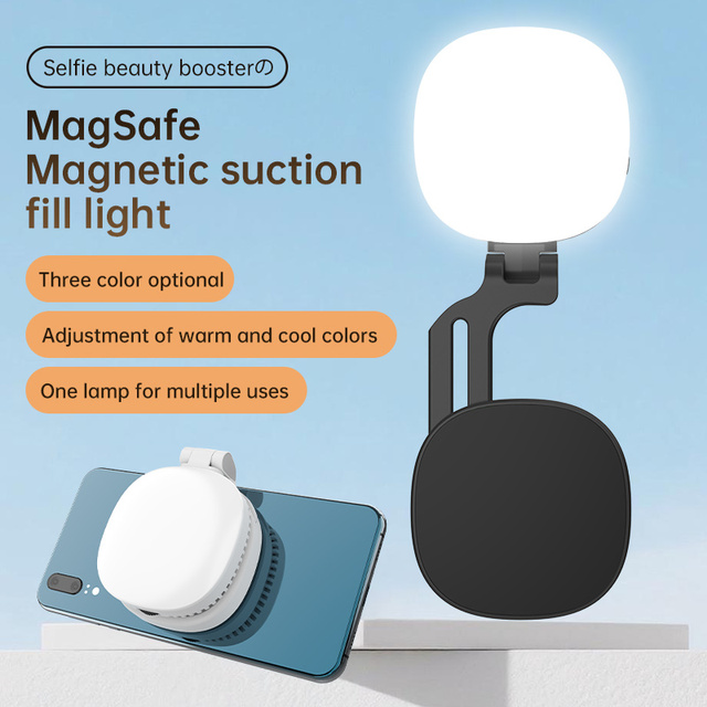 New Magnetic Mini Phone Fill Light Mirror Extendable Design Magesafe Desktop Video Conference Live Streaming Light