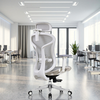Chaise de direction pivotante contemporaine ergonomique en tissu à dossier haut avec base en alliage d'aluminium, soutien lombaire auto-ajustable et réglable