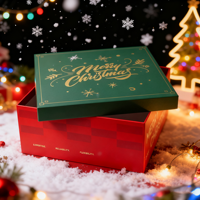 Boîtes cadeaux en carton de fête de Noël rouge personnalisables avec couvercle et base pour la vente en gros et au détail