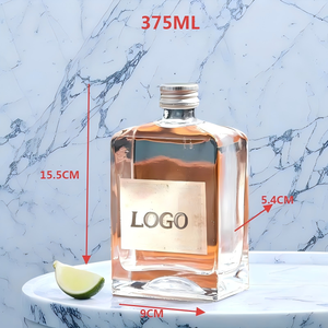 Vetro quadrato trasparente in mattoni 500ml 375ml 250ml bottiglia di vino piatta frutta vuota Whisky <span class=keywords><strong>e</strong></span> vino con chiusura a tappo a vite - Product Image 3