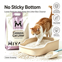 Litière pour chat en sable de manioc naturellement frais, agglomérante rapide, non parfumée, pour la vente en gros aux animaleries, facile à ramasser, produit durable pour animaux de compagnie