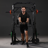 Power Cage Squat Rack avec barre Smith, systèmes de tirage LAT, machine à croisement de câbles et fixation de câbles pour salle de sport à domicile